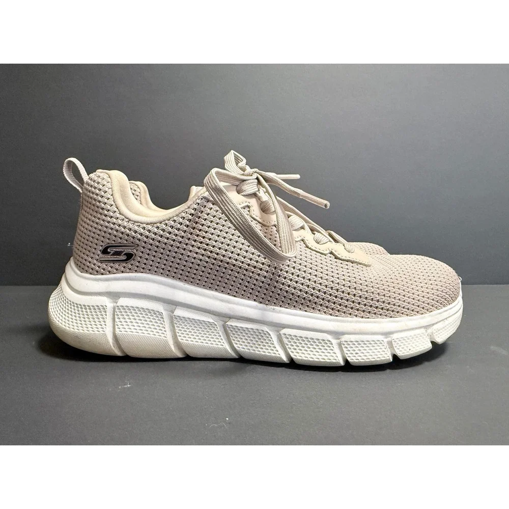 Skechers Bobs Sport Squad Tan Knit Memory Foam Sneakers Womens Shoes Size 6